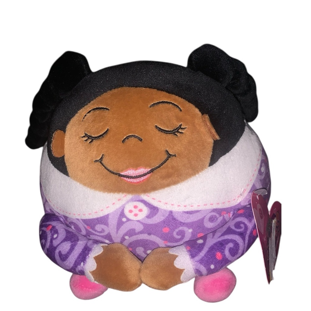 Fresh Cuddles Charming Plush Doll with Purple Outfit and Black Hair braids. NWT